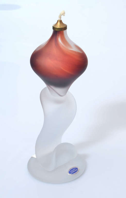 Colored glass oil lamp