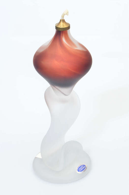 Colored glass oil lamp