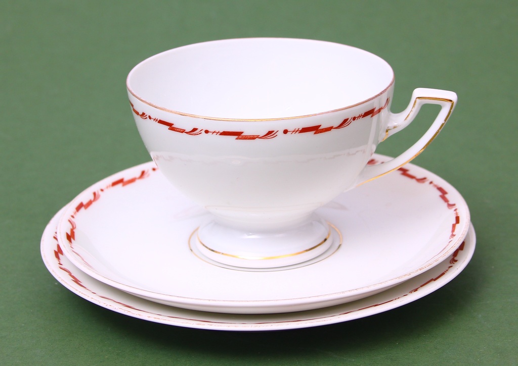 Porcelain trio (cup, saucer, plate)