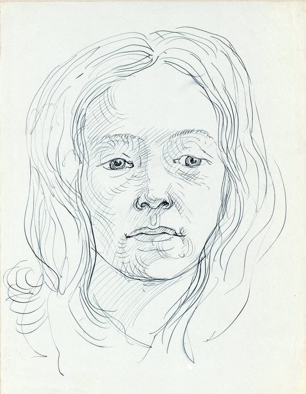 Skice [Sievietes portrets pretskatā]