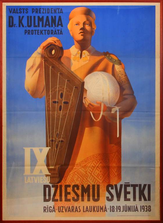Плакат президента  Др. Протекторат К. Улманиса - Праздник песни