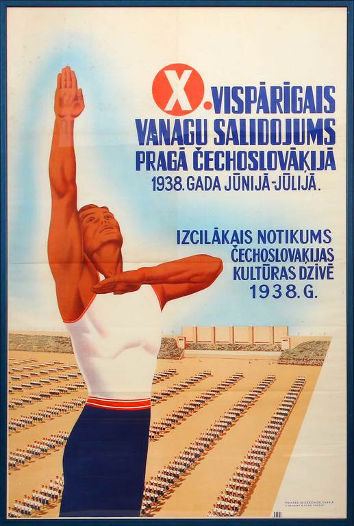Plakāts ''X. Vispārīgais vanagu salidojums Prāgā Čechoslovakijā 1938.gada jūnijā-jūlijā''