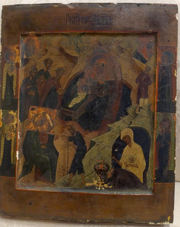 Ortodoksālās baznīcas ikona Kristus piedzimšana
