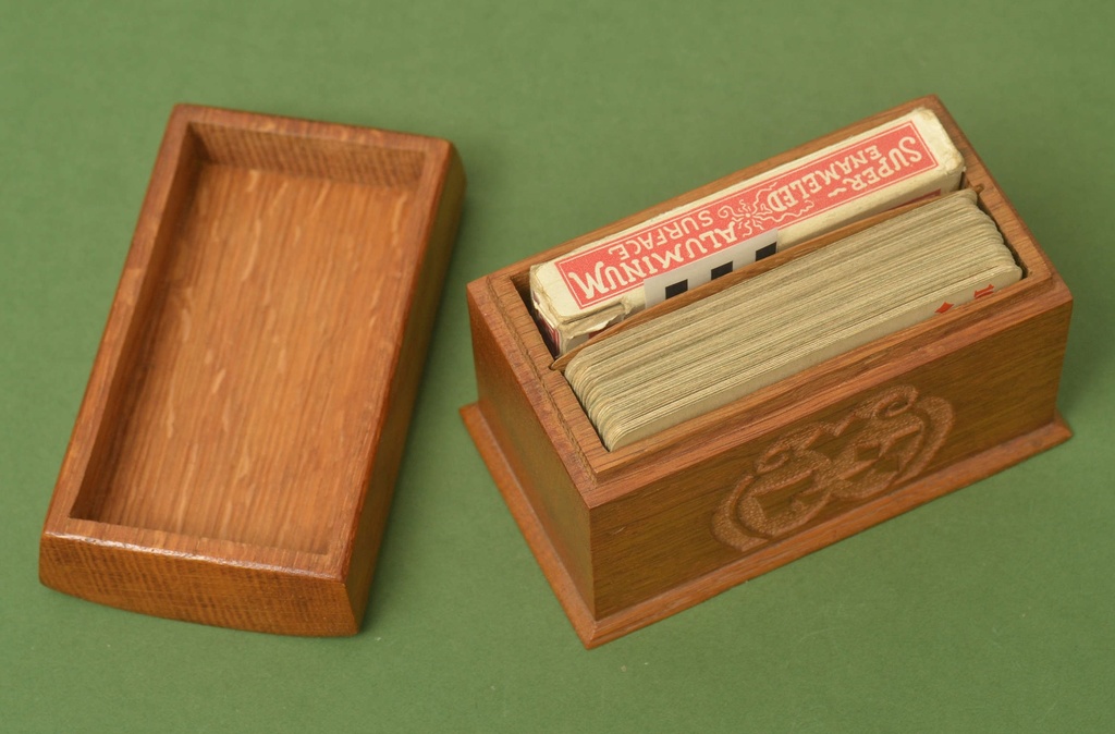 Oak card box with card sets