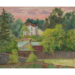 Landscape with a white house