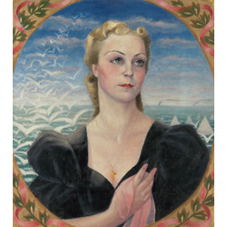 Portrets ar sārto lakatiņu (Pie jūras)