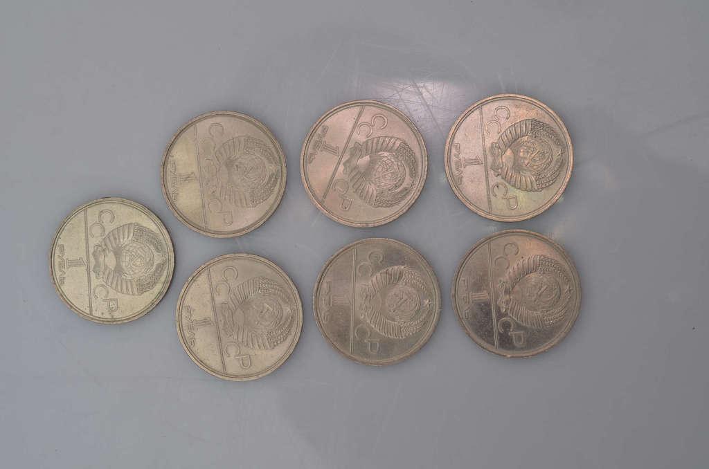 Viena rubļa monētas, par godu XXII Olimpiādei (Pilns komplekts 6 gab.,+1 dublējas)