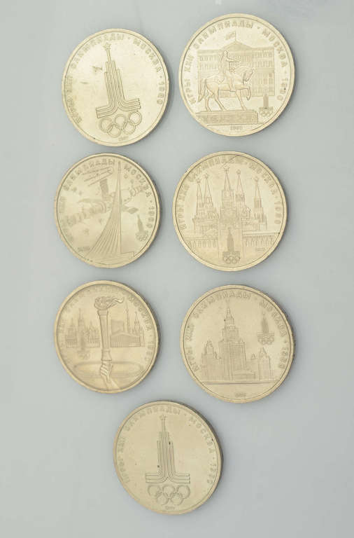 Монеты 1 рубль,  XXII Олимпиады (Полный набор из 6 штук, +1 дубликат)