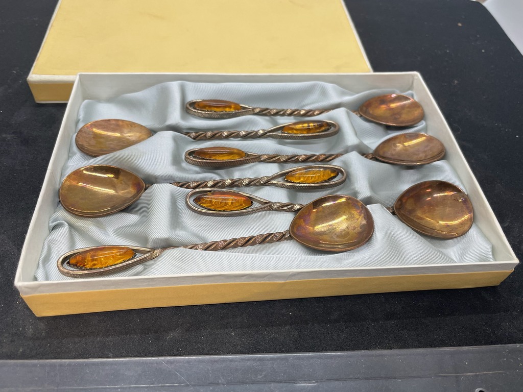 Teaspoon (set of 6) with amber