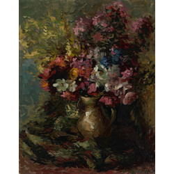 Flowers in a clay vase