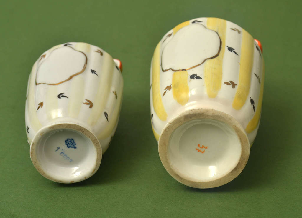 Porcelain liqueur decanters (2 pieces)