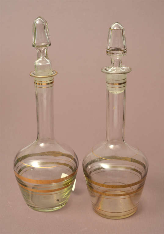 Glass decanters with gilding 2 pcs.