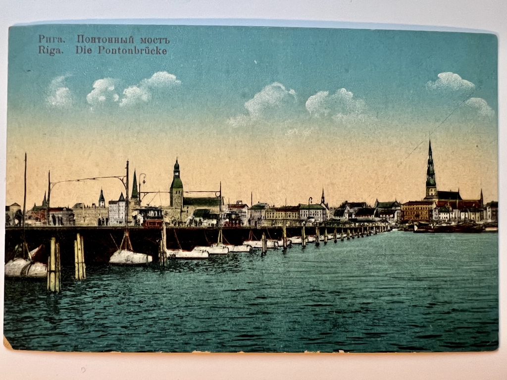 Pastkarte. Rīga Pontonu tilts.