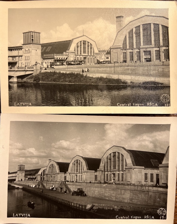 Two postcards. Riga. Central market