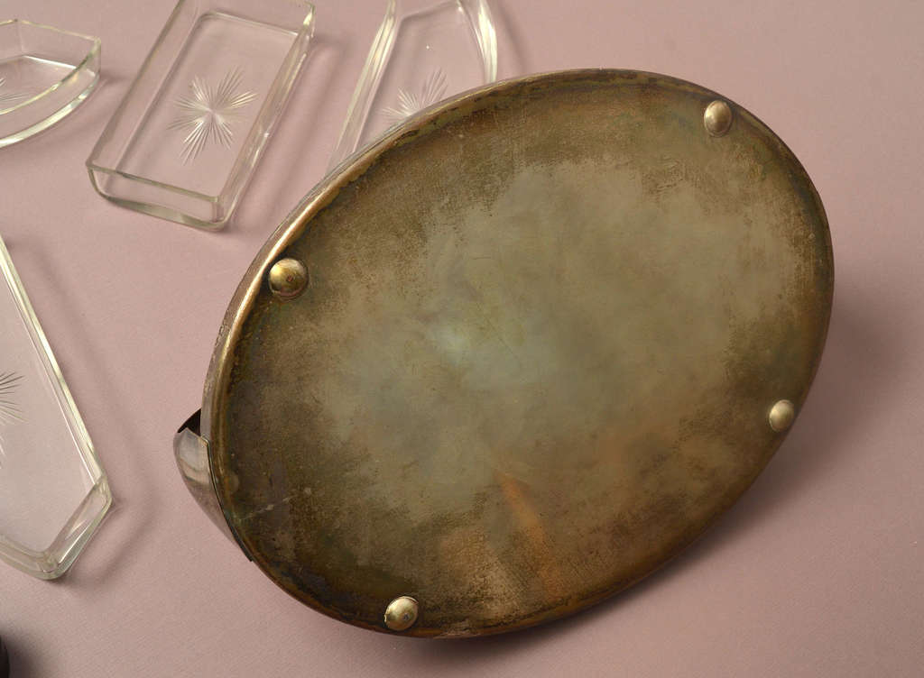 Silver-plated brass serving dish