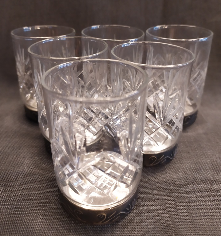 Glass glasses with metal finish 6 pcs.