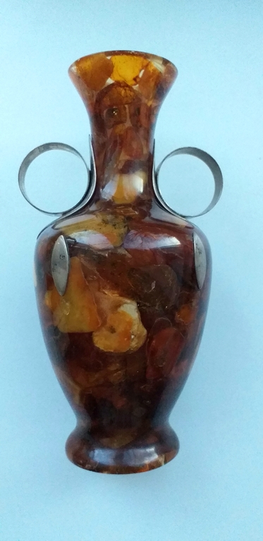 Antique amber vase in silver.