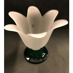Glass vase with a green leg
