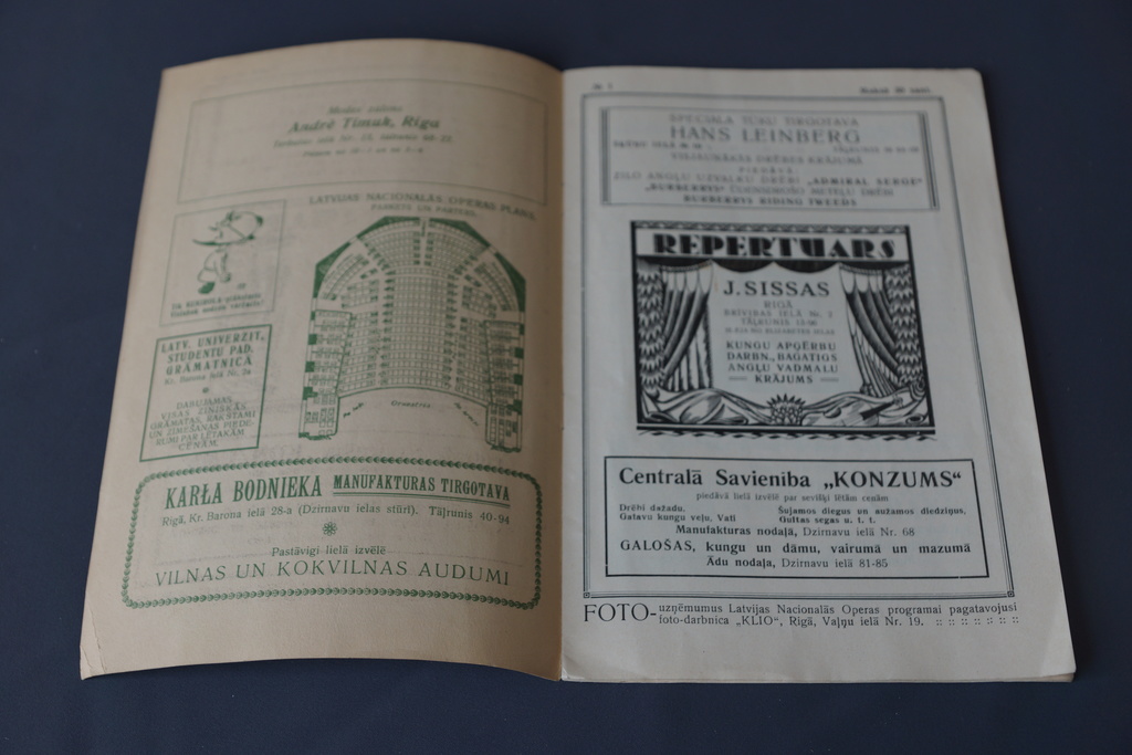 Program of the Latvian National Opera, 1924.