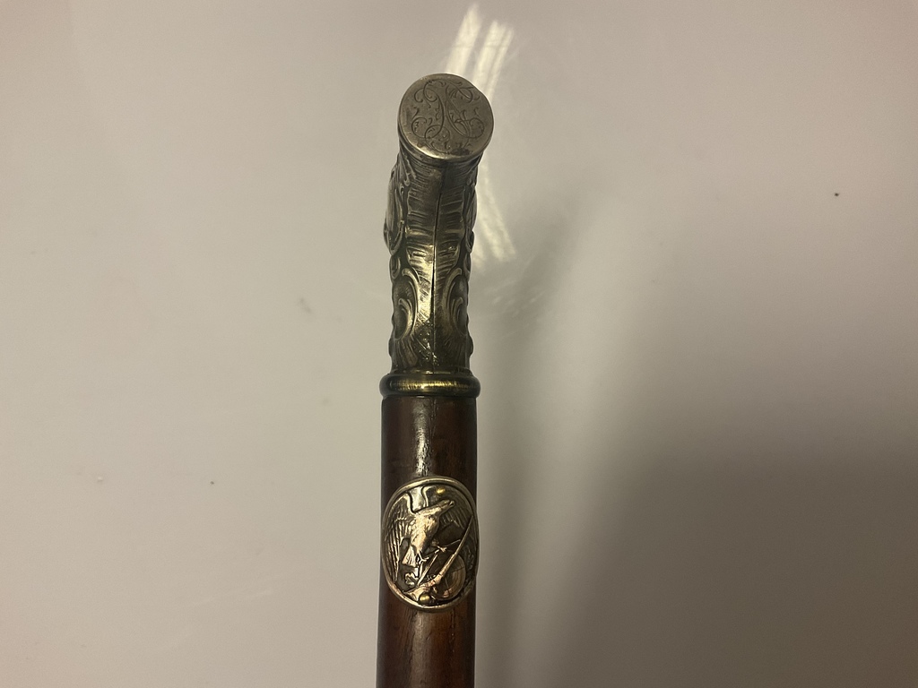 Mahogany cane with silver finish