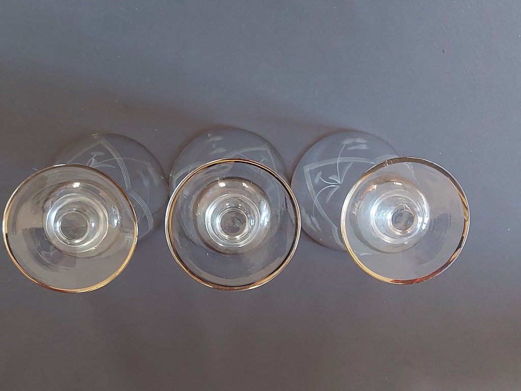 Engraved glass glasses with gold plating 3 pcs.
