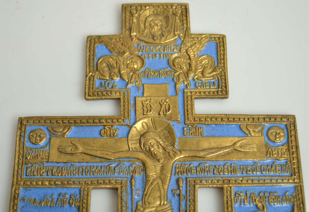 Pareizticīgo bronzas krusts ar emalju  