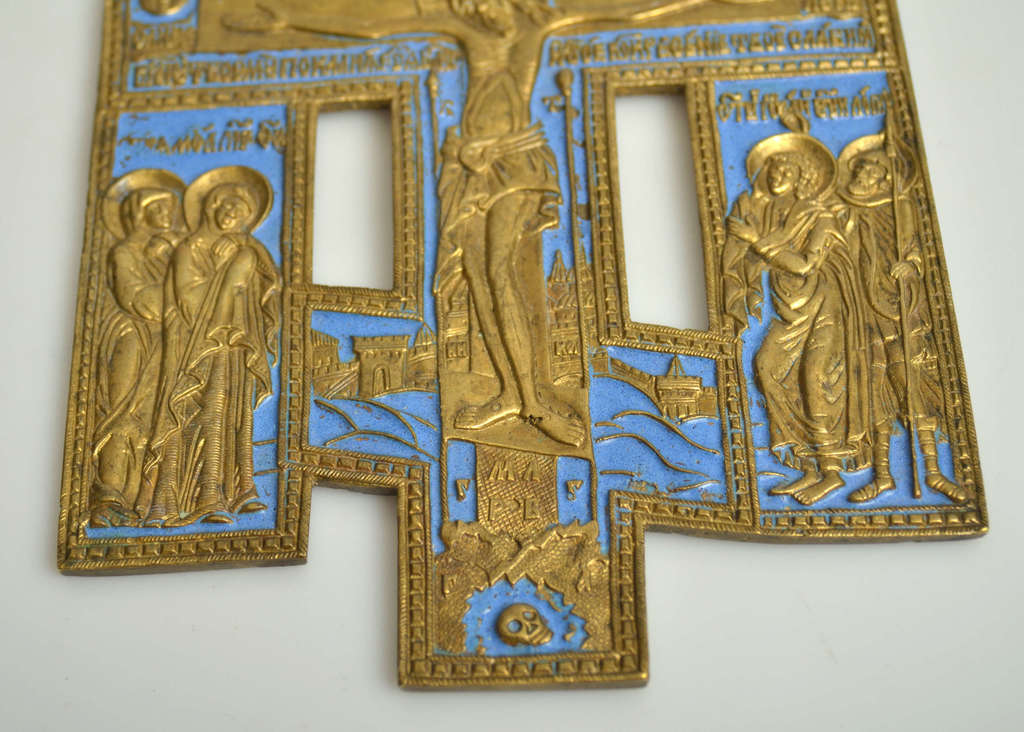 Православный бронзовый крест с эмалью