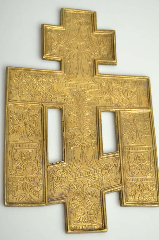 Orthodox bronze cross with enamel