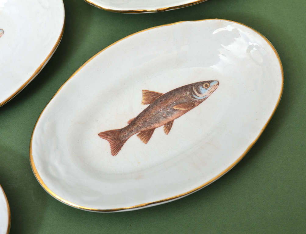 Kuznetsov porcelain serving plates Trout 7 pcs