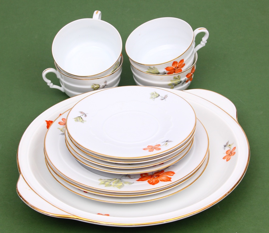 Partial porcelain tea set for 4 people