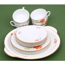 Partial porcelain tea set for 4 people