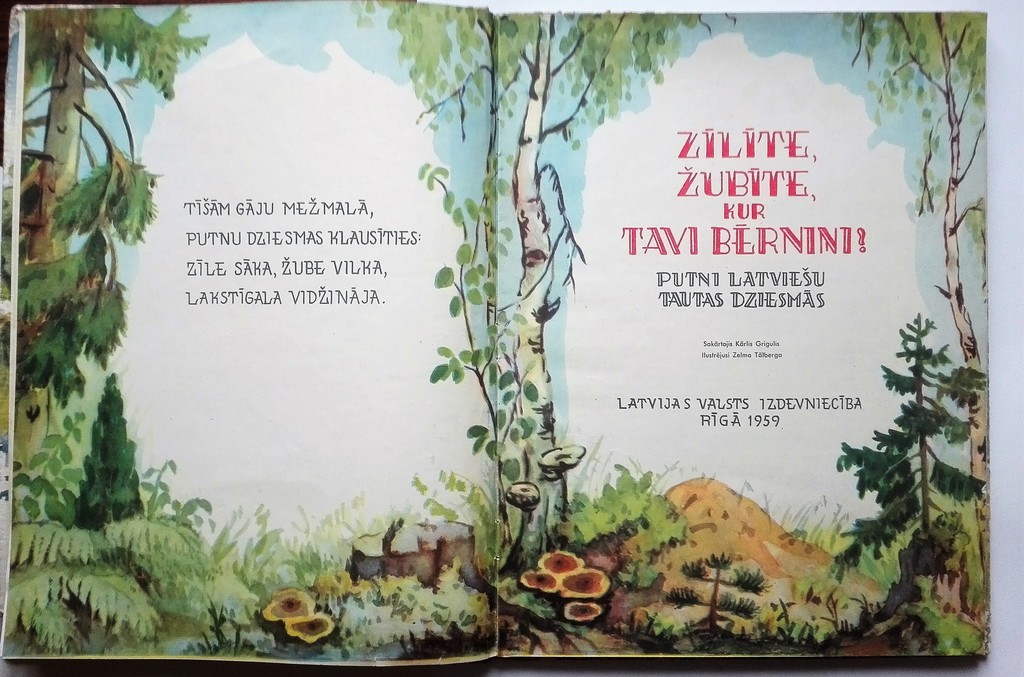 Zīlīte Žubīte, kur tavi bērniņi?, Latvijas valsts izdevniecība, 1959, 50 lpp., 45 cm x 29 cm