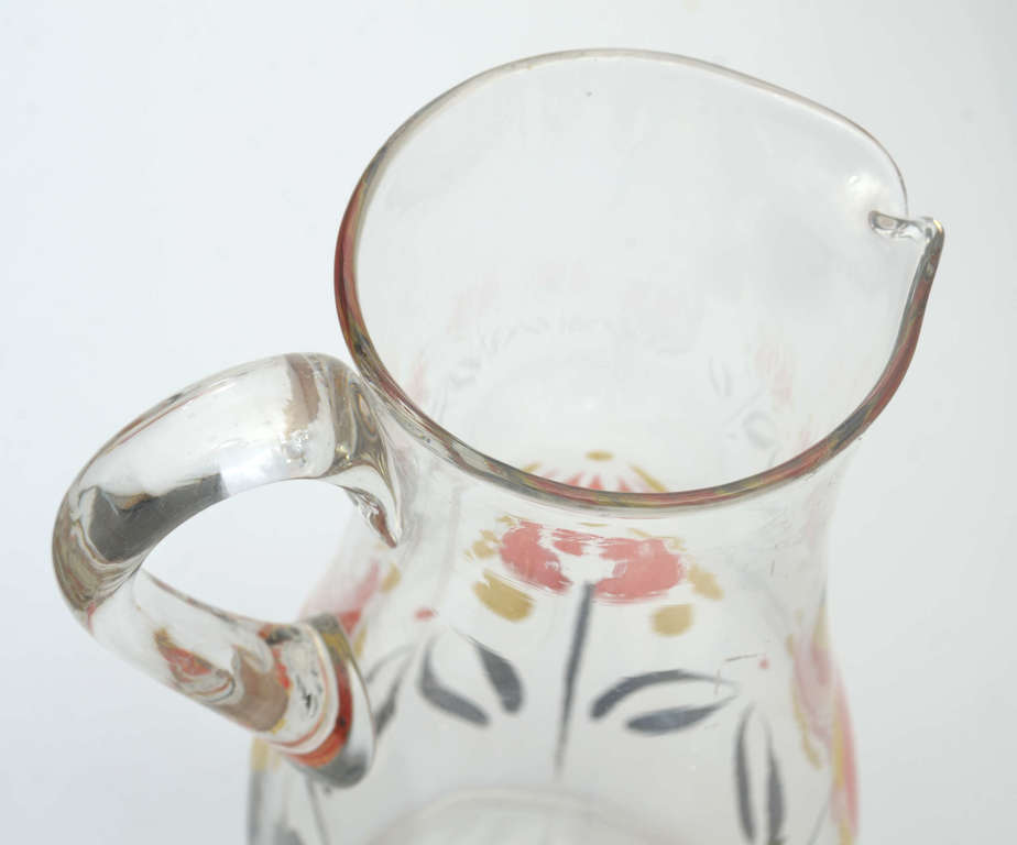 Painted glass jug with a lid