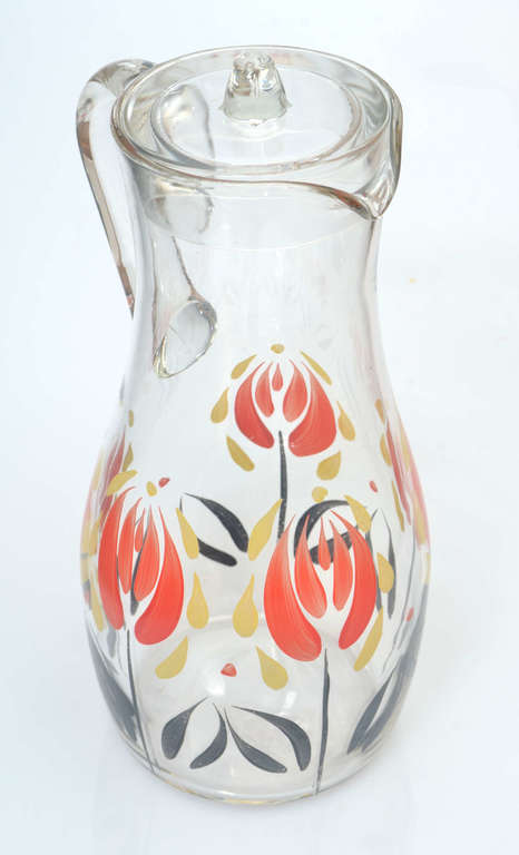 Painted glass jug with a lid