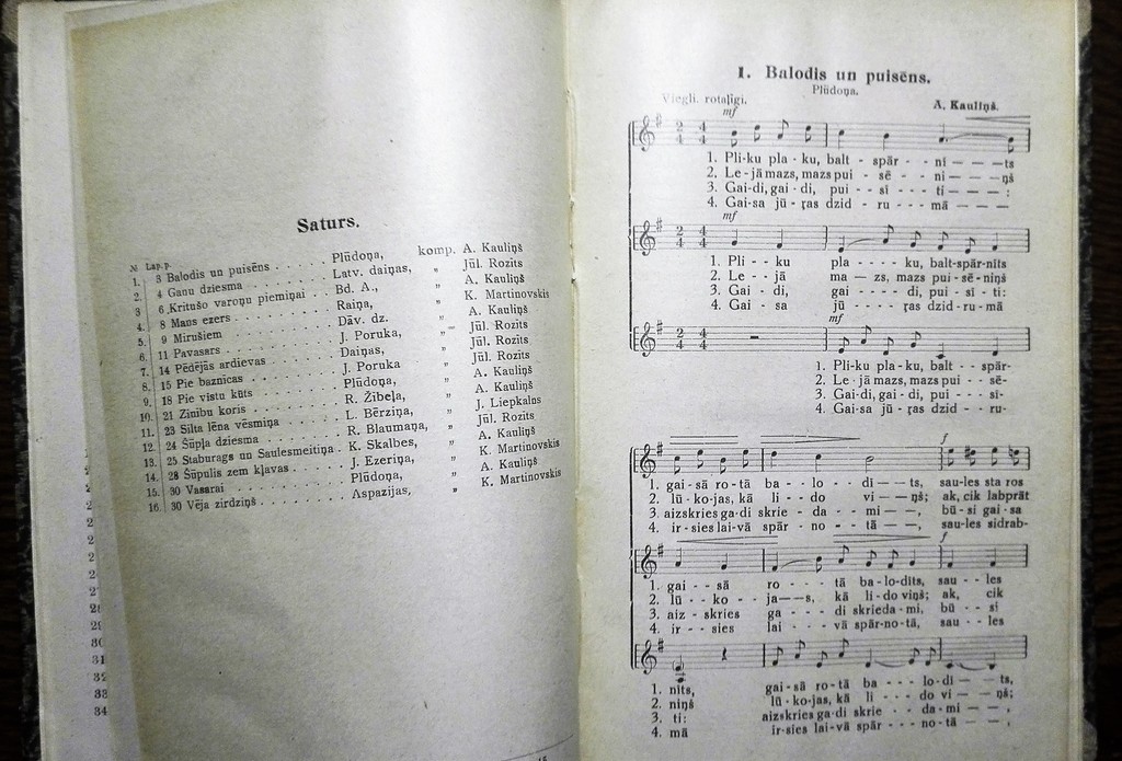 Ata Kauliņa Dziesmu krājumi (pamatskolām un koriem), 1924, Jelgava, 118 lpp., 28 cm x 21 cm