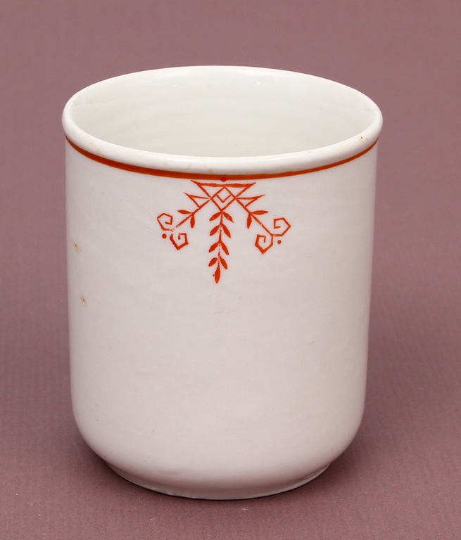 Porcelain glass with Latvian ornaments