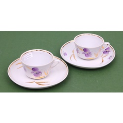 Porcelain cups and saucers (2 pcs)