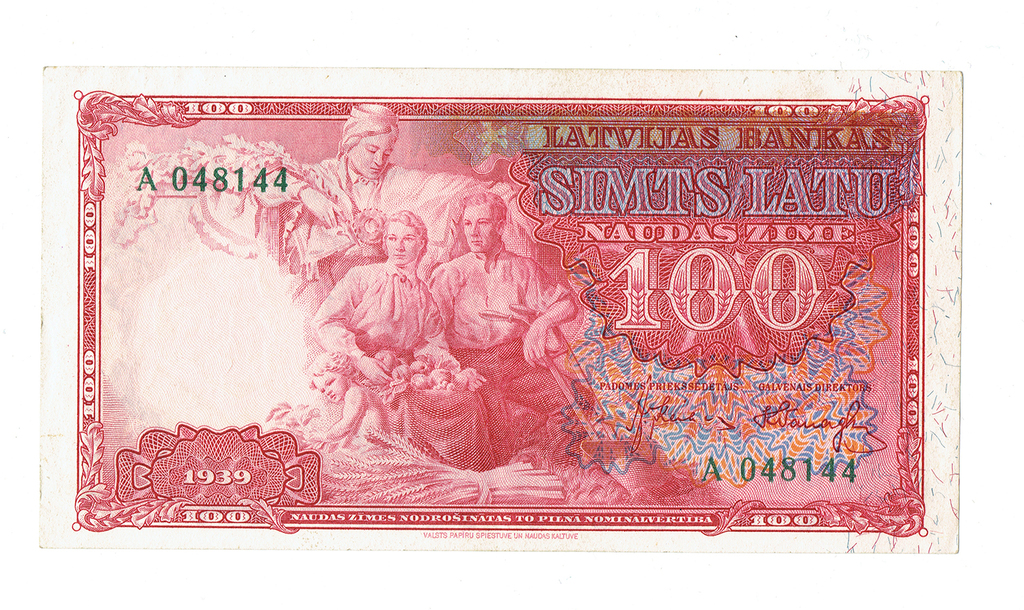 1939th year Banknote of 100 lats