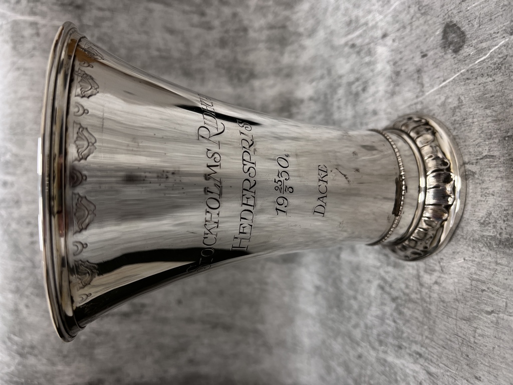Silver vase with engraving