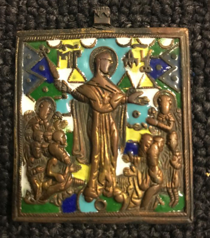 Различные православные иконы из бронзы 14 шт. с эмалью