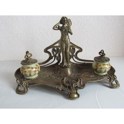 Art Nouveau, bronze desk accessories.