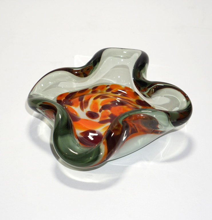 Colored glass ashtray