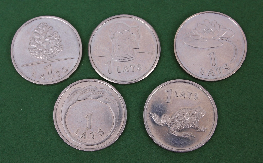 Latvian anniversary lats coins (5 pieces)