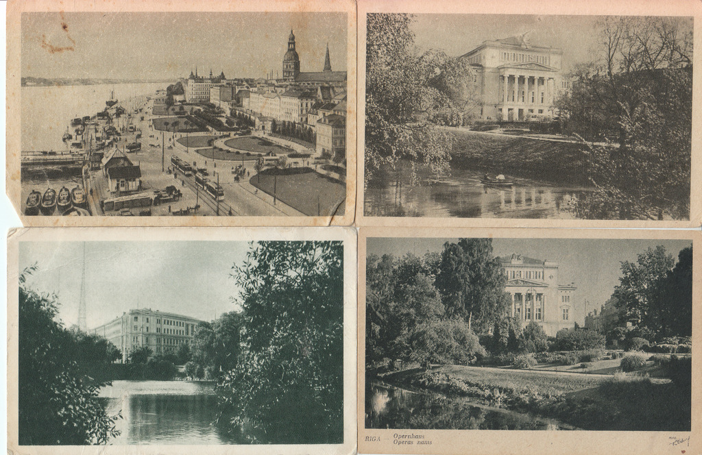 10 postcards - views of Riga (opera, embankment)