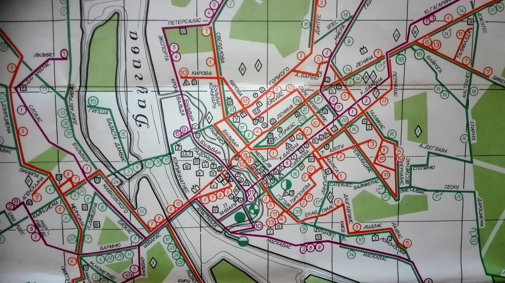 Схема городского транспорта Риги, 1966 г., издательство 