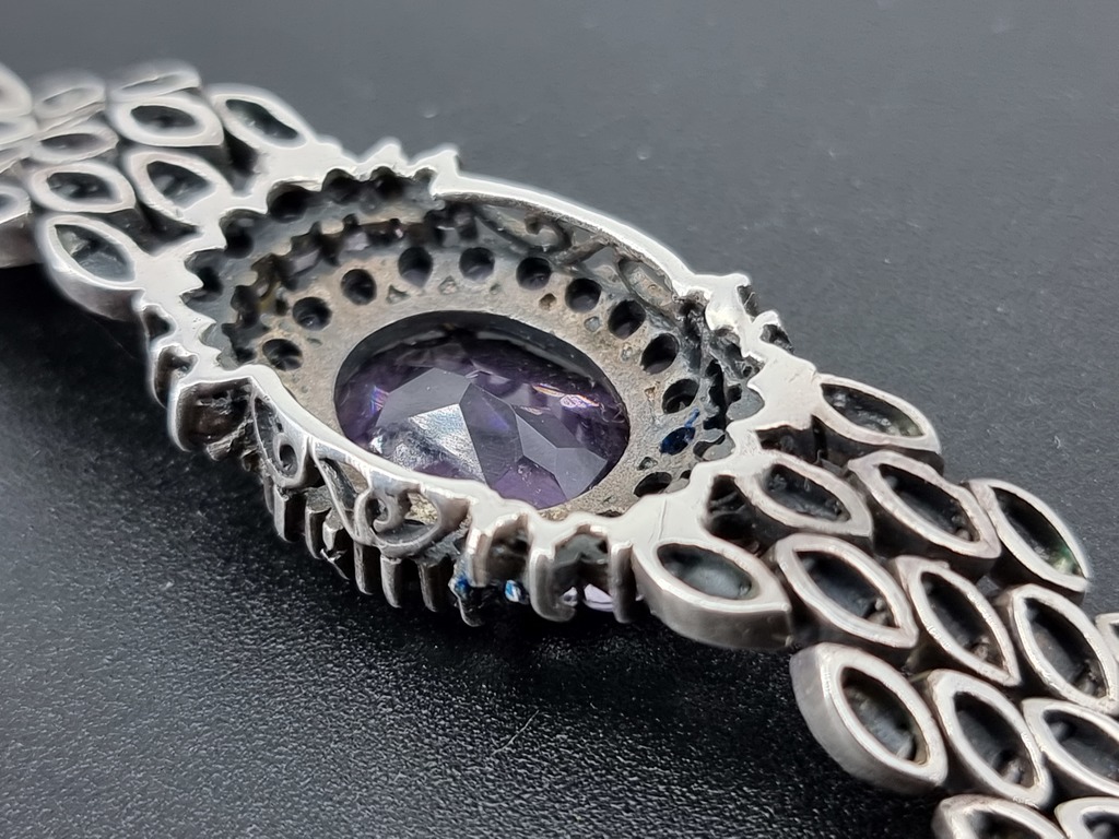 Silver bracelet with marquise and amethyst 