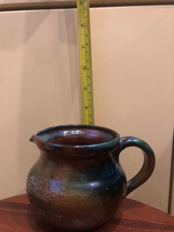 Ceramic mug with engraving, handicraft, 20th cent.