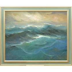 Oil painting The green wave by Aleksandrs Zviedris