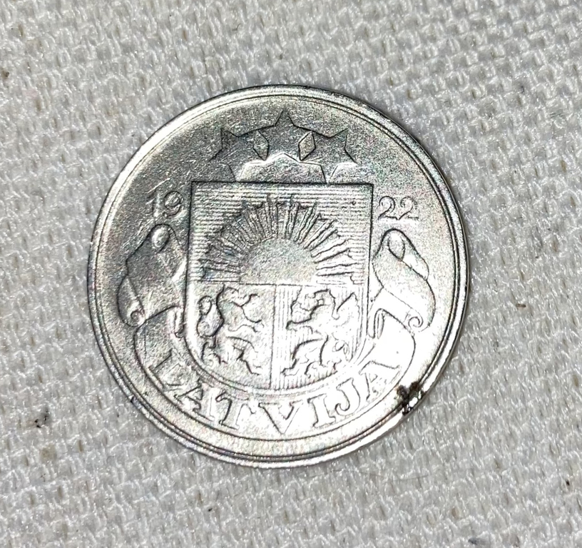Монета 20 центов, 1922 год, Латвия