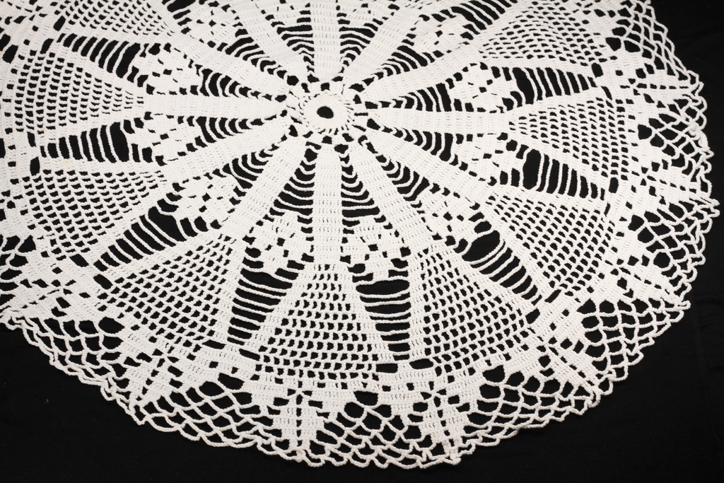 Five different crochet tablecloths